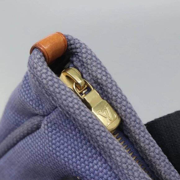 LOUIS VUITTON Antigua Cabas PM Tote Bag Canvas Blue Black M40090 LV Auth BA3231 - Picture 12 of 16